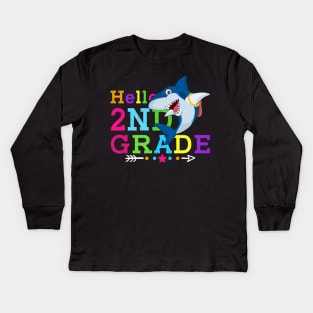 Shark Hello 2nd Grade Tshirt Teachers Kids Back to school Gifts Kids Long Sleeve T-Shirt